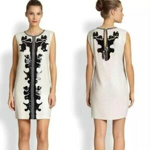 BCBG Maxazaria Geri Sequin Dress Black and White Size Medium